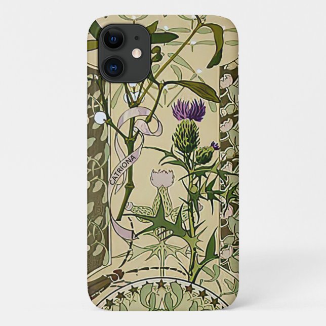 Art Nouveau Scottish Thistle Floral Flowers  Case-Mate iPhone Case (Back)