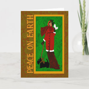 Art Nouveau Scotty Dog Holiday Card