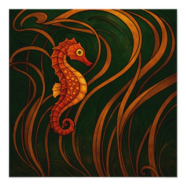 Art Nouveau Seahorse  Poster (Front)