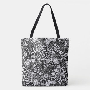 Art Nouveau Seaweed Floral, Black and White Tote Bag