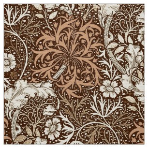 Art Nouveau Seaweed Floral, Brown and Beige Fabric
