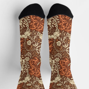 Art Nouveau Seaweed Floral, Brown and Beige Socks
