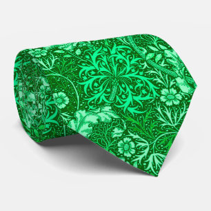Art Nouveau Seaweed Floral, Emerald Green Tie
