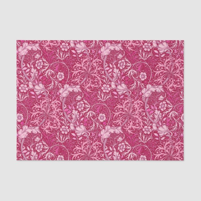 Art Nouveau Seaweed Floral, Fuchsia Pink Tissue Paper (Front)
