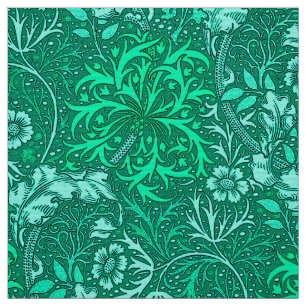 Art Nouveau Seaweed Floral, Turquoise and Aqua Fabric