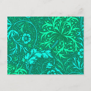 Art Nouveau Seaweed Floral, Turquoise and Aqua Postcard