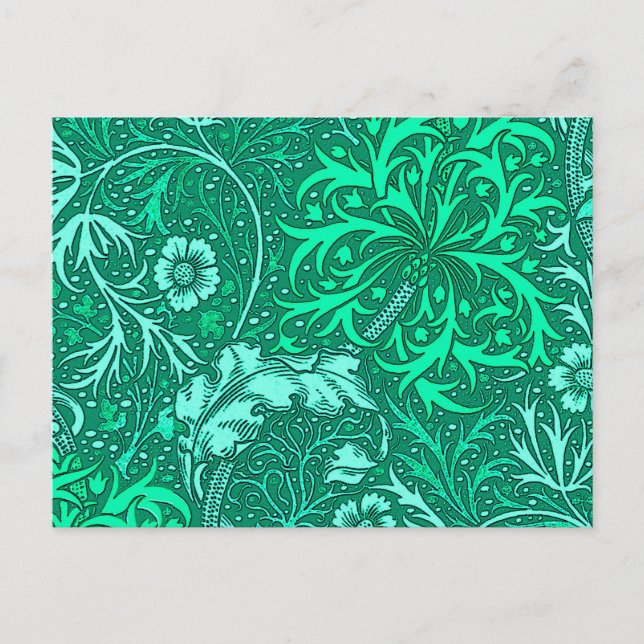 Art Nouveau Seaweed Floral, Turquoise and Aqua Postcard (Front)