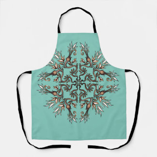 Art Nouveau Serpents Mandala - Dark Acaddemia Teal Apron