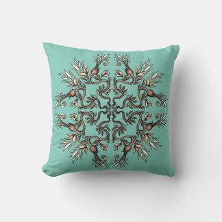 Art Nouveau Serpents Mandala - Dark Acaddemia Teal Cushion