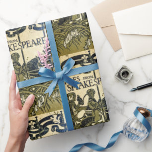 Art Nouveau Shakespeare Book Cover Wrapping Paper