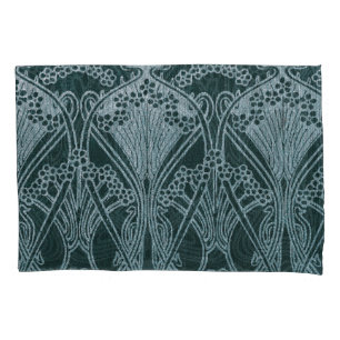 Art nouveau, silver grey blue,pattern, vintage,ret pillowcase