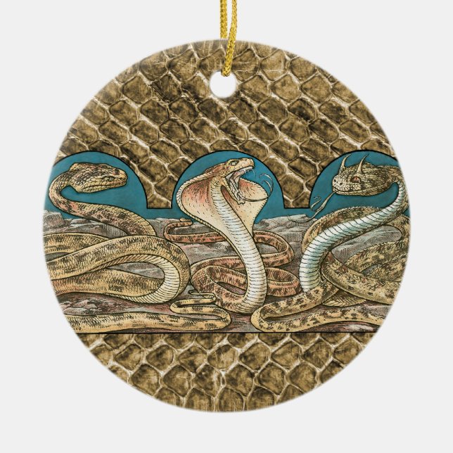 Art Nouveau Snake Trio Ceramic Tree Decoration (Front)