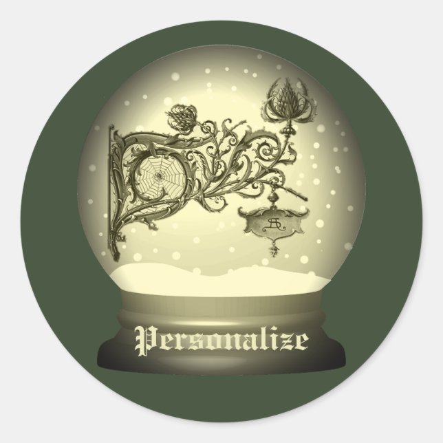 Art nouveau snow globe anton seder elegant  classic round sticker (Front)