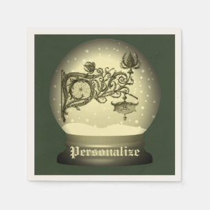 Art nouveau snow globe napkin