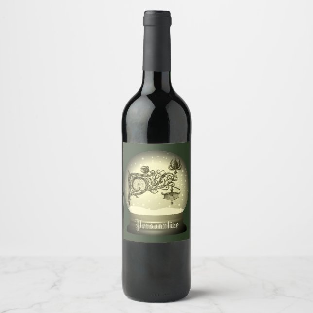 Art nouveau snow globe wine labels (Front)