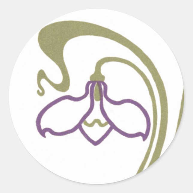 Art Nouveau Snowdrop  Classic Round Sticker (Front)