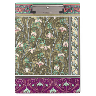 Art nouveau snowdrop flower verneuil purple green  clipboard