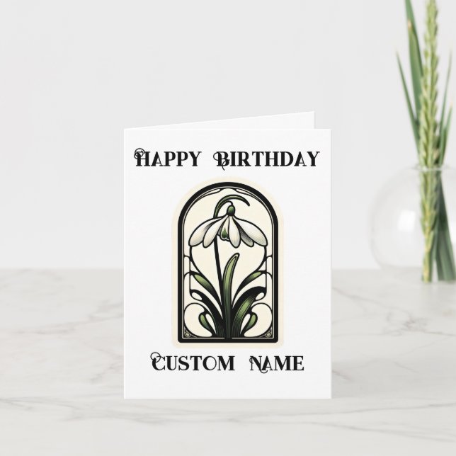 Art Nouveau Snowdrop January Birth Month Flower Card (Front)