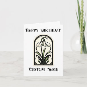 Art Nouveau Snowdrop January Birth Month Flower Card