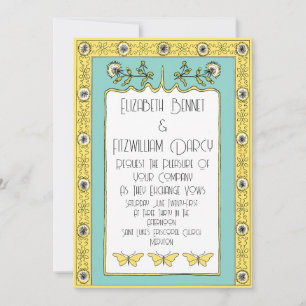 Art Nouveau Spring Dandelions and Butterflies Invitation