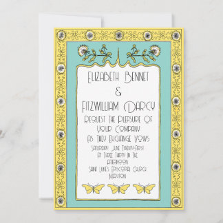 Art Nouveau Spring Dandelions and Butterflies Invitation