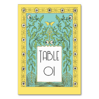 Art Nouveau Spring Dandelions and Butterflies Table Number