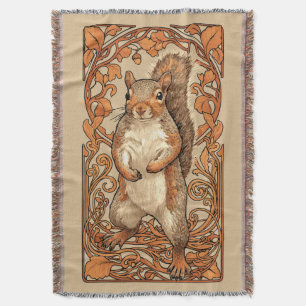 Art Nouveau Squirrel - funny squirrel lover Throw Blanket