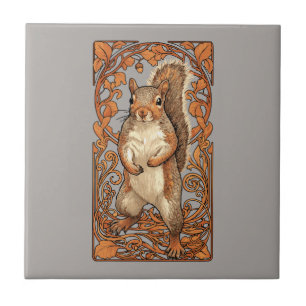 Art Nouveau Squirrel - funny squirrel lover Tile