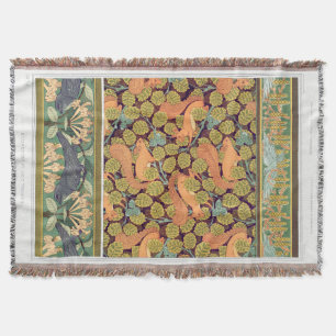 Art nouveau squirrel verneuil fall textile art throw blanket