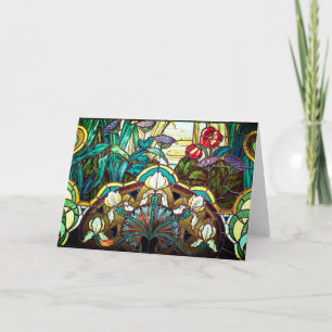 Art nouveau stained glass floral card