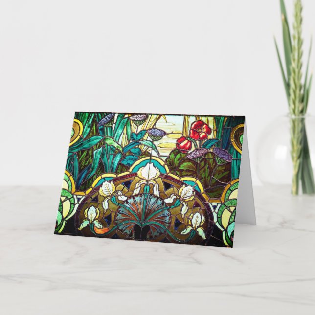 Art nouveau stained glass floral card (Front)
