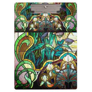 Art nouveau stained glass floral clipboard