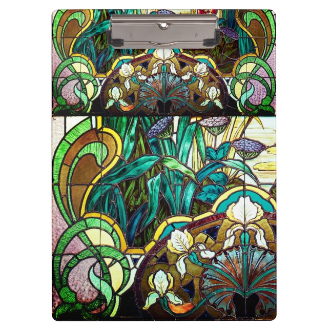 Art nouveau stained glass floral clipboard (Front)