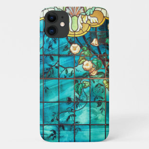 Art nouveau stained glass look floral Victorian iPhone 11 Case