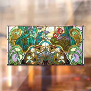 Art nouveau stained glass look window cling