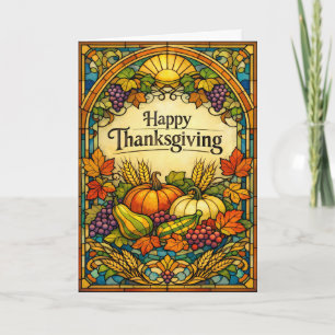 Art Nouveau Stained Glass Thanksgiving Harvest Card