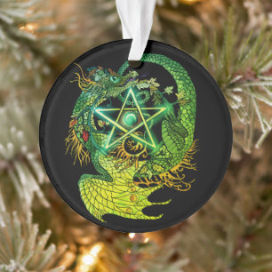 Art Nouveau Star/Pentacle Dragon Colored Ornament