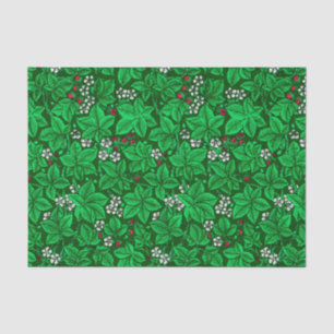 Art Nouveau Strawberries and Leaves, Emerald Green Tissue Paper