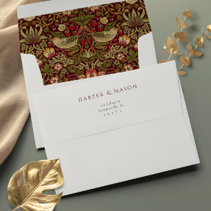 Art Nouveau Strawberry Thief Wedding Envelope Set