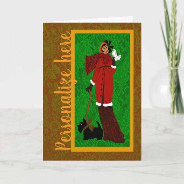 Art Nouveau Style Christmas Holiday Card (Front)