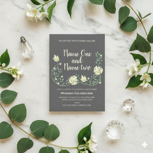 Art nouveau style dark floral wedding invitation