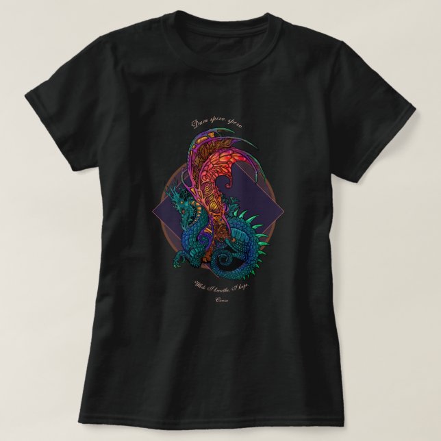 Art Nouveau Style Dragon Coloured T-Shirt (Design Front)