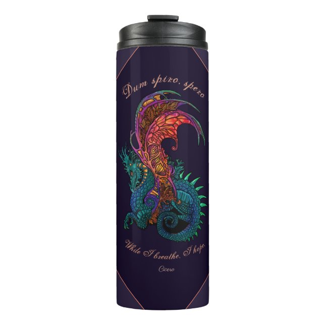Art Nouveau Style Dragon Coloured Thermal Tumbler (Front)