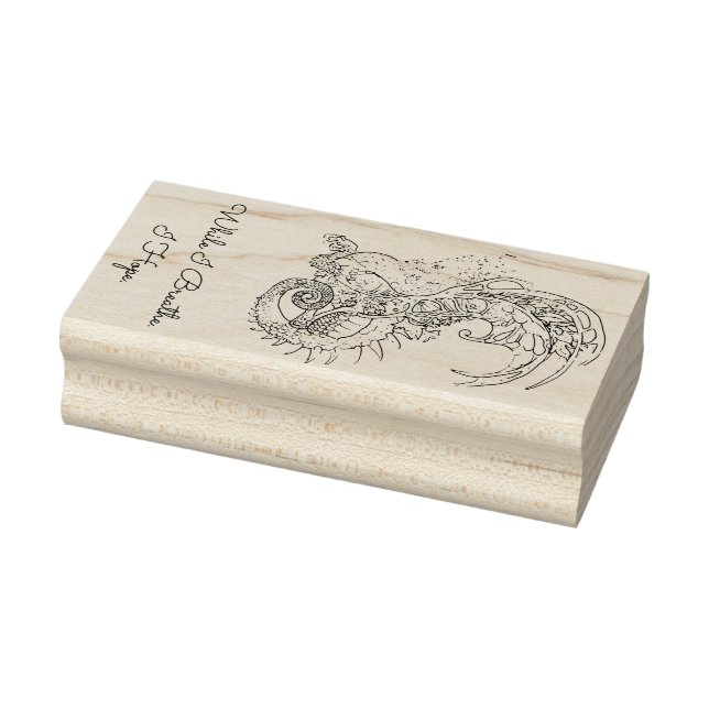 Art Nouveau Style Dragon with Latin Motto  Rubber Stamp (Stamp)