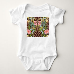 Art Nouveau Style Floral: Coloured Vintage Pattern Baby Bodysuit