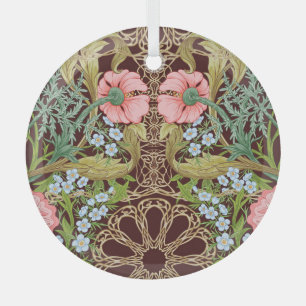 Art Nouveau Style Floral: Coloured Vintage Pattern Glass Tree Decoration