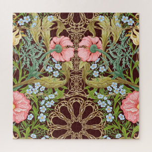 Art Nouveau Style Floral: Coloured Vintage Pattern Jigsaw Puzzle