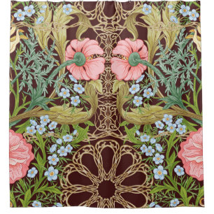 Art Nouveau Style Floral: Coloured Vintage Pattern Shower Curtain
