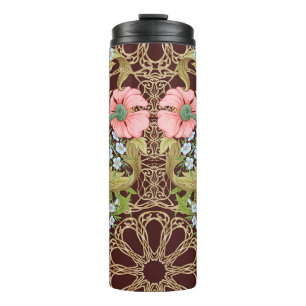 Art Nouveau Style Floral: Coloured Vintage Pattern Thermal Tumbler