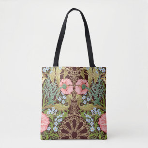 Art Nouveau Style Floral: Coloured Vintage Pattern Tote Bag
